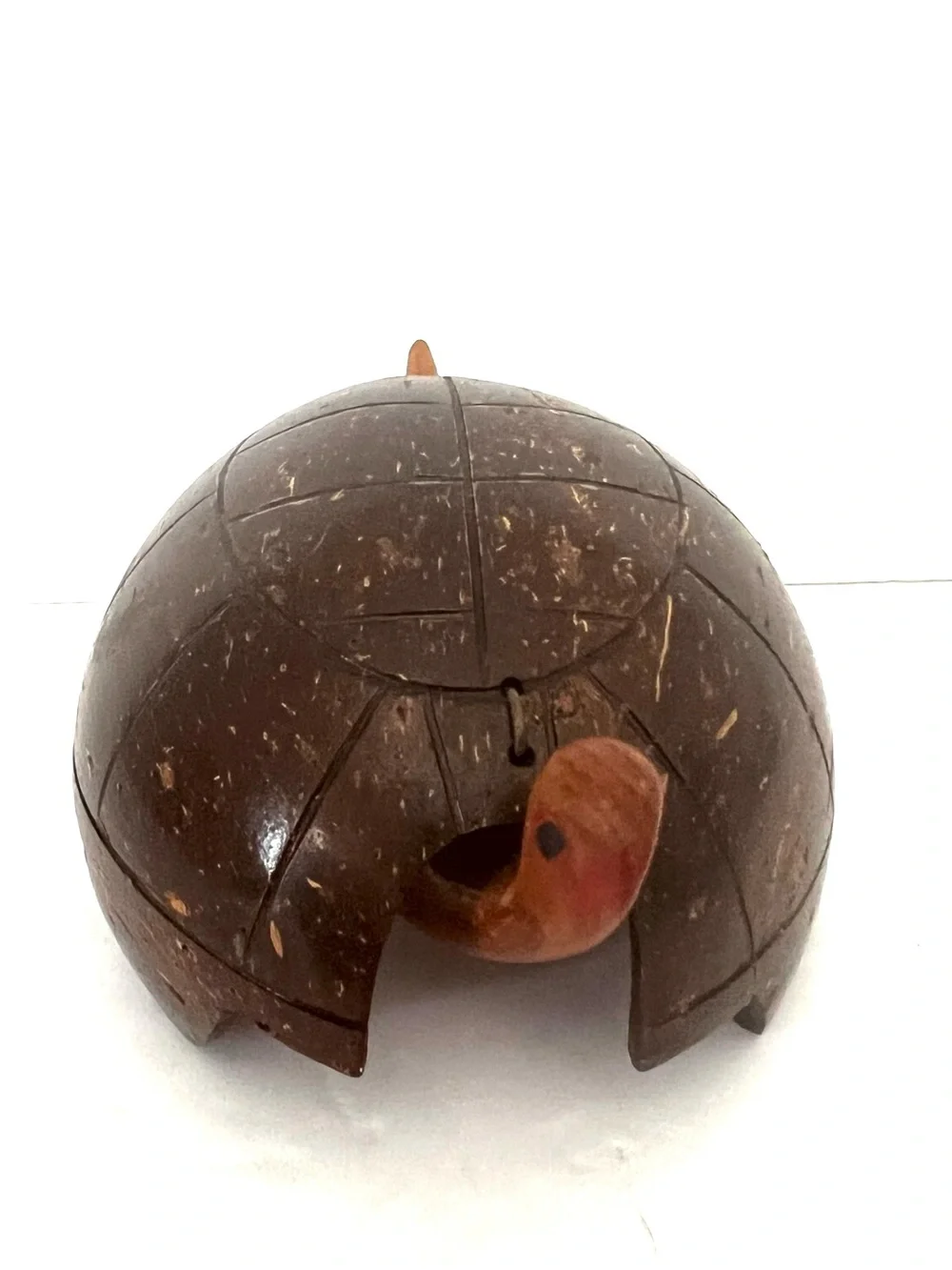 Handcrafted Brown Coconut Shell Turtle Accent - Eco Home Decor